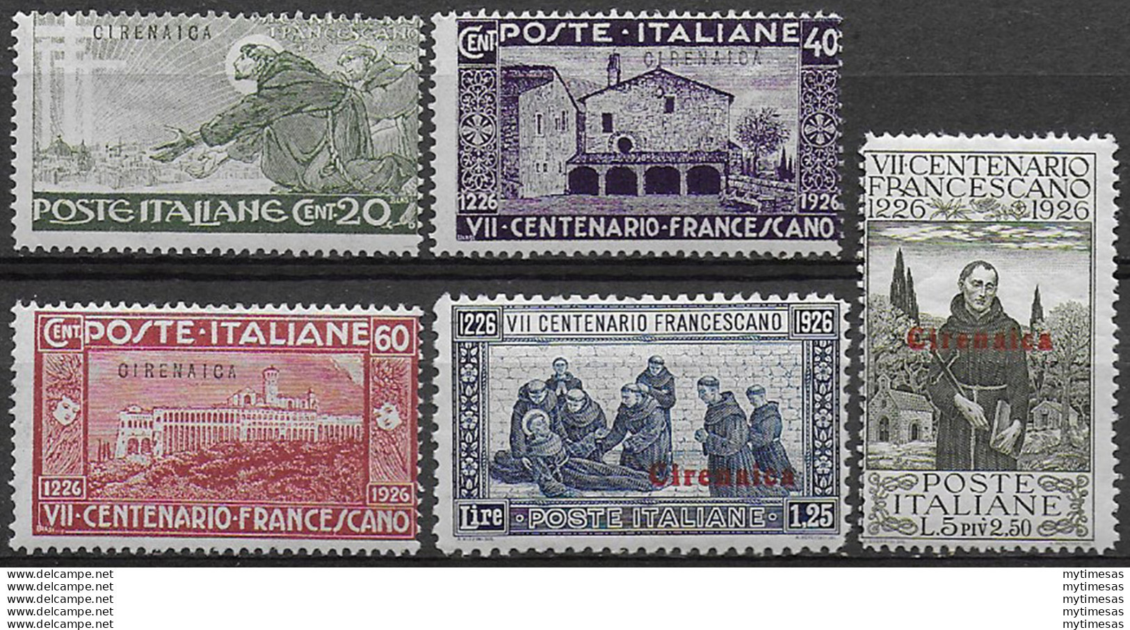 1926 Cirenaica San Francesco 5v. MNH Sassone N. 27/31 - Other & Unclassified
