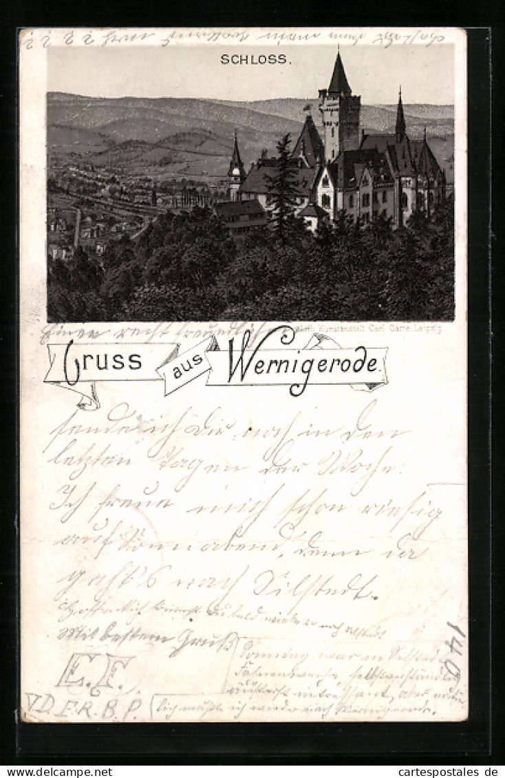 Lithographie Wernigerode, Blick Auf Das Schloss  - Wernigerode