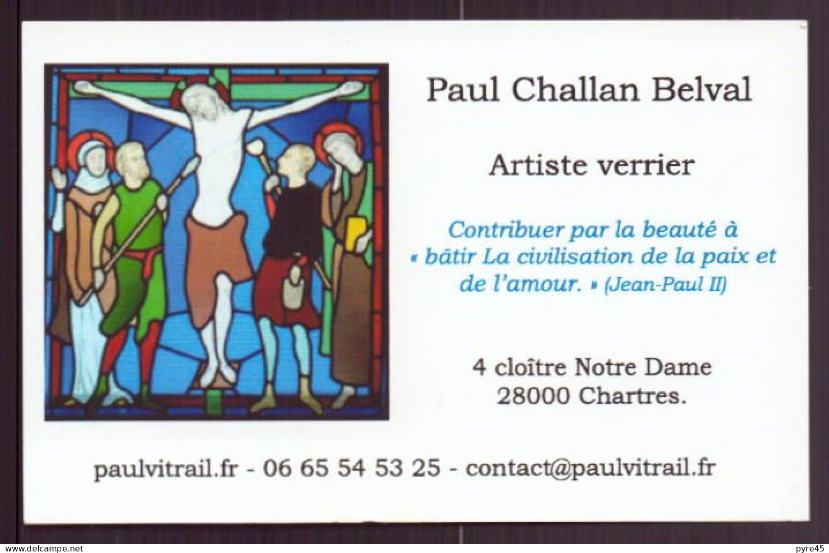 CARTE PUBLICITAIRE ARTISTE VERRIER A CHARTRES - Cartes De Visite