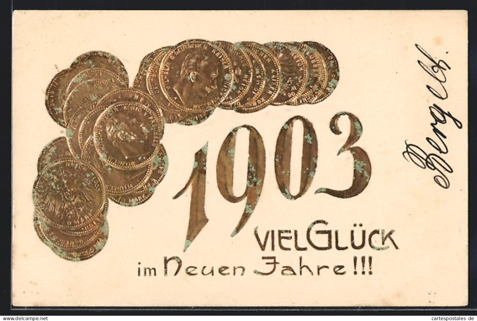 AK Jahreszahl 1903 Mit Geldmünzen  - Monnaies (représentations)