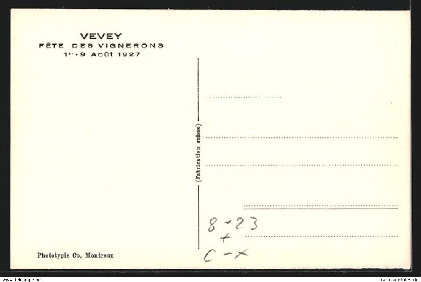 AK Vevey, Fete Des Vignerons 1927, Wein, Offrande à Ceres  - Vevey