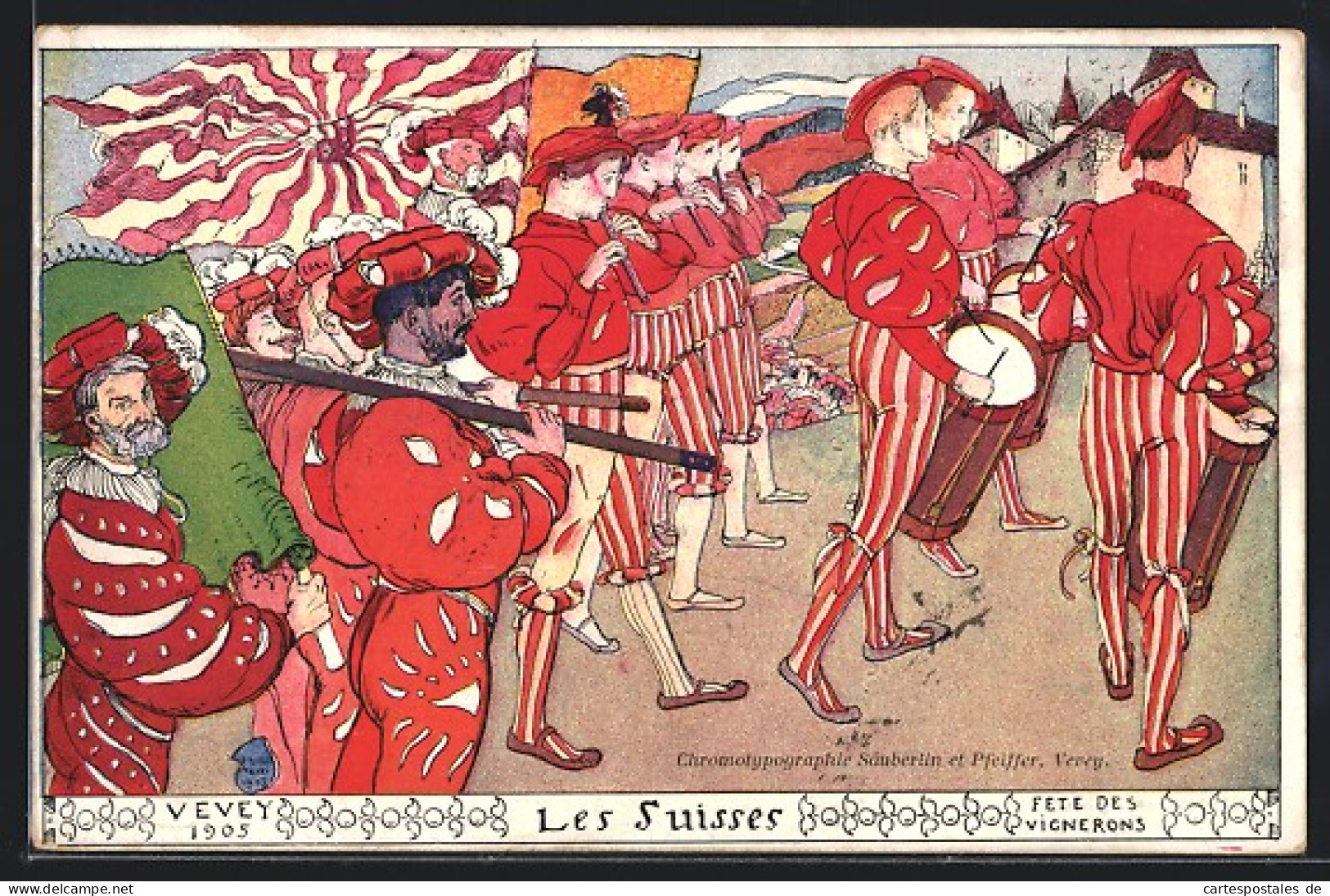 Künstler-AK Vevey, Fete Des Vignerons 1905, Les Suisses  - Vevey