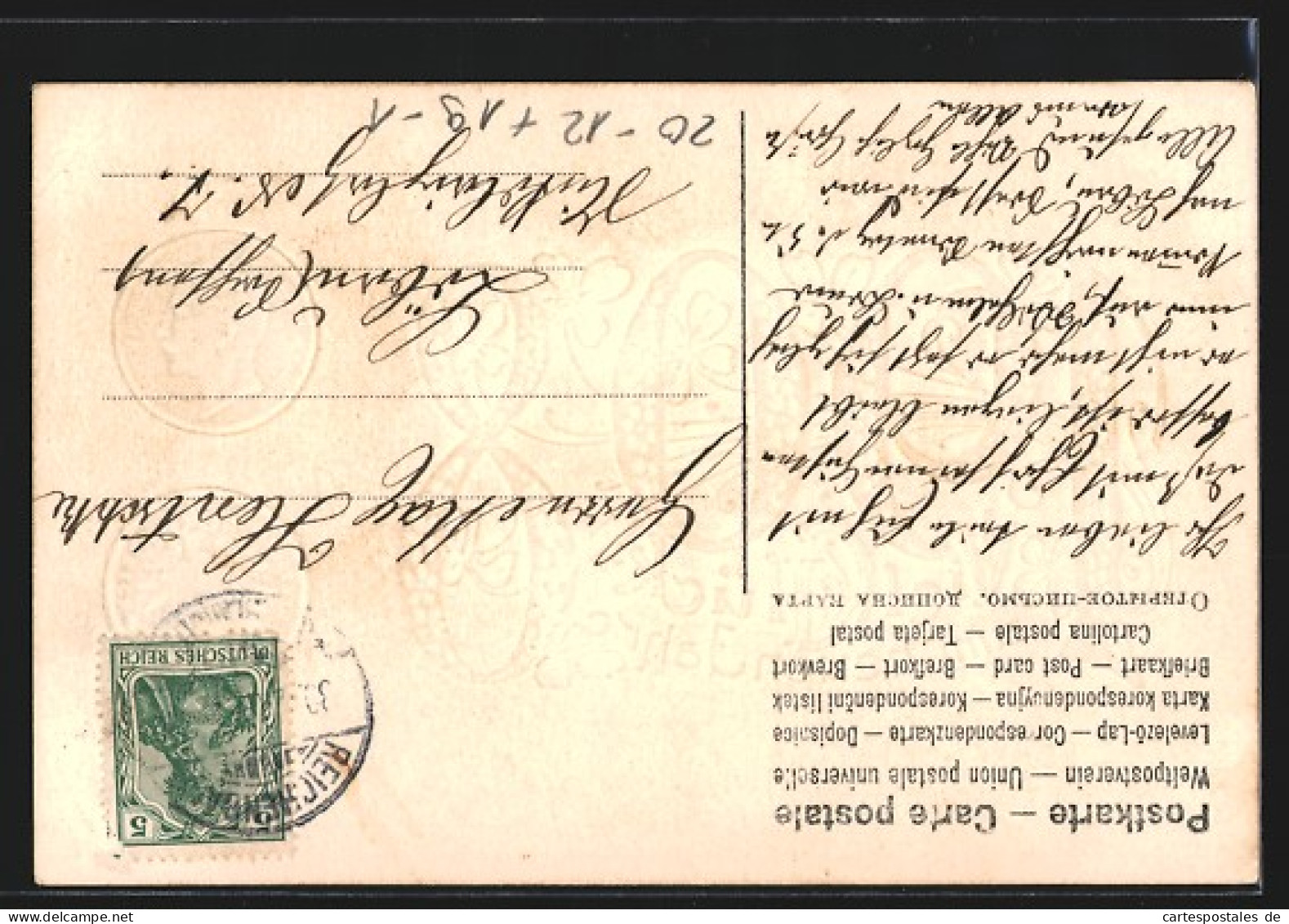 Präge-AK Jahreszahl 1908, Geldmünzen, Neujahrsgruss  - Münzen (Abb.)