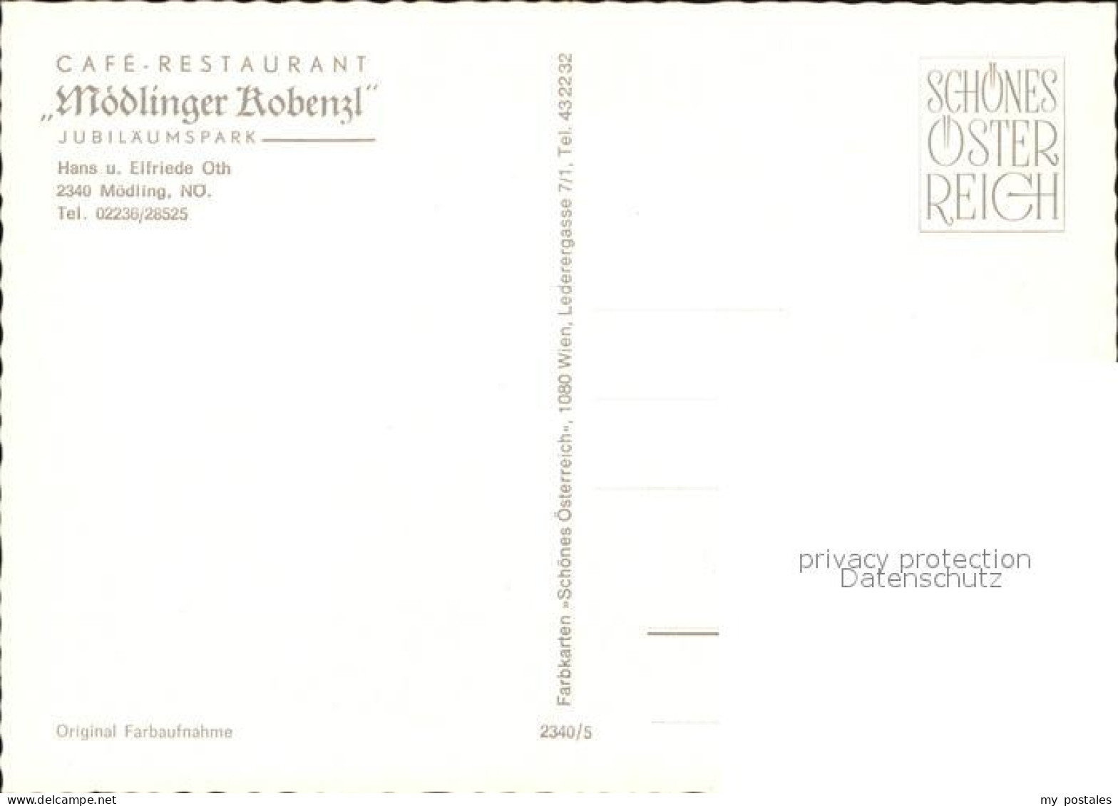 72551250 Moedling Cafe Restaurant Modlinger Kobenzl Moedling - Autres & Non Classés