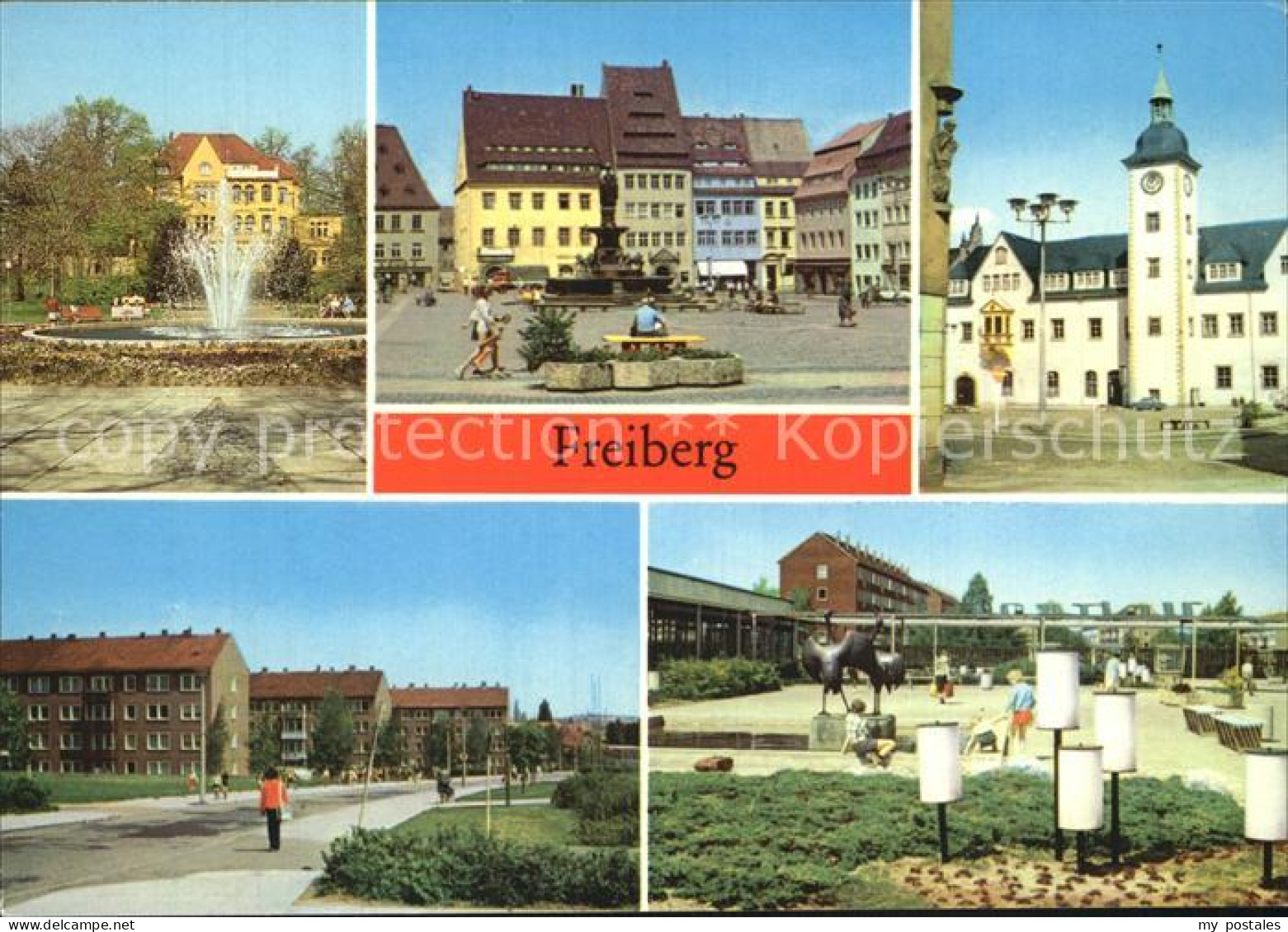 72550694 Freiberg Sachsen Brunnendenkmal Obermarkt Rathaus Wasserberg  Freiberg - Freiberg (Sachsen)