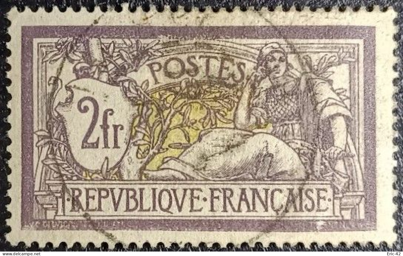 FRANCE Y&T N°122 Merson 2Fr. Violet Et Jaune. Oblitéré CàD. Bon Centrage... - 1900-27 Merson