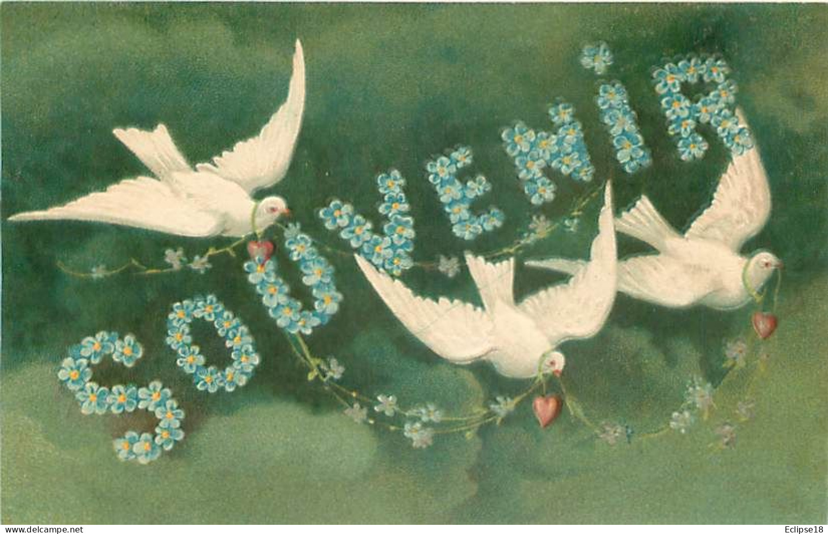 Carte Gaufrée - Theme Oiseaux Colombe Souvenir   Q 2628 - Oiseaux