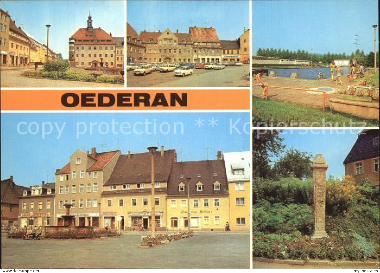 72550629 Oederan Rathaus Wilhelm Kulz Platz Postmeilensaeule Stadtbad Oederan - Oederan