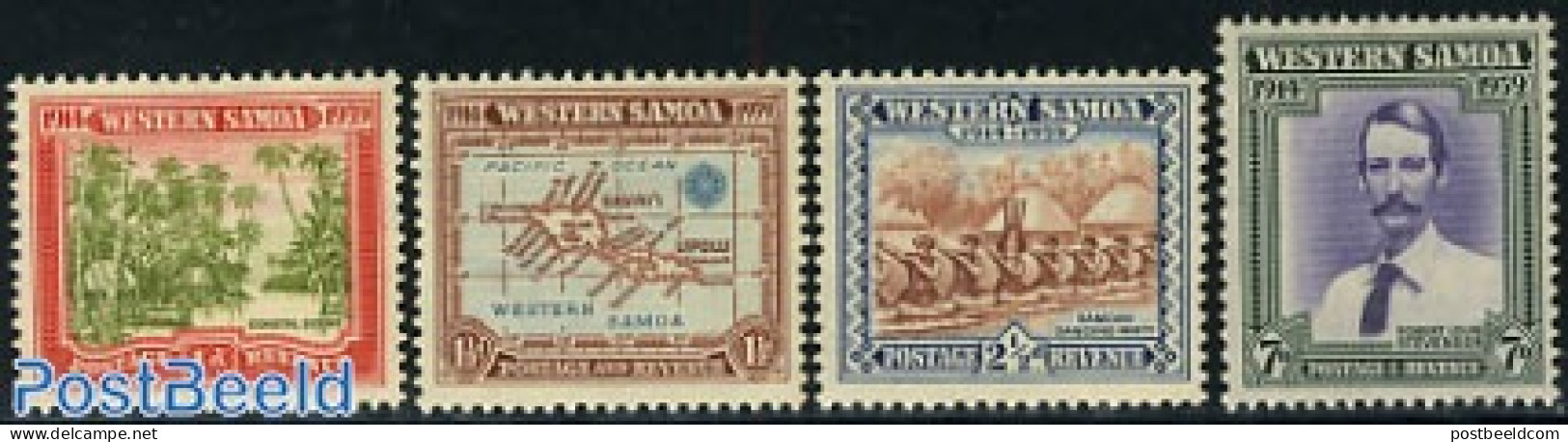 Samoa 1939 25 Years NZ Mandat 4v, Unused (hinged), Various - Folklore - Maps - Art - Authors - Geographie