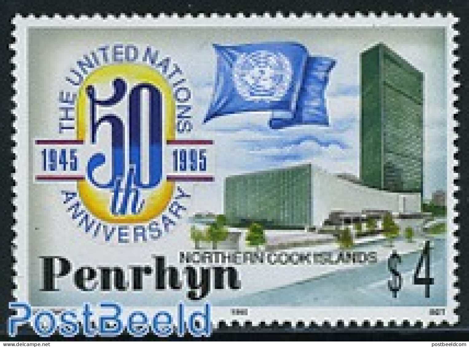 Penrhyn 1995 50 Years UNO 1v, Mint NH, History - United Nations - Penrhyn