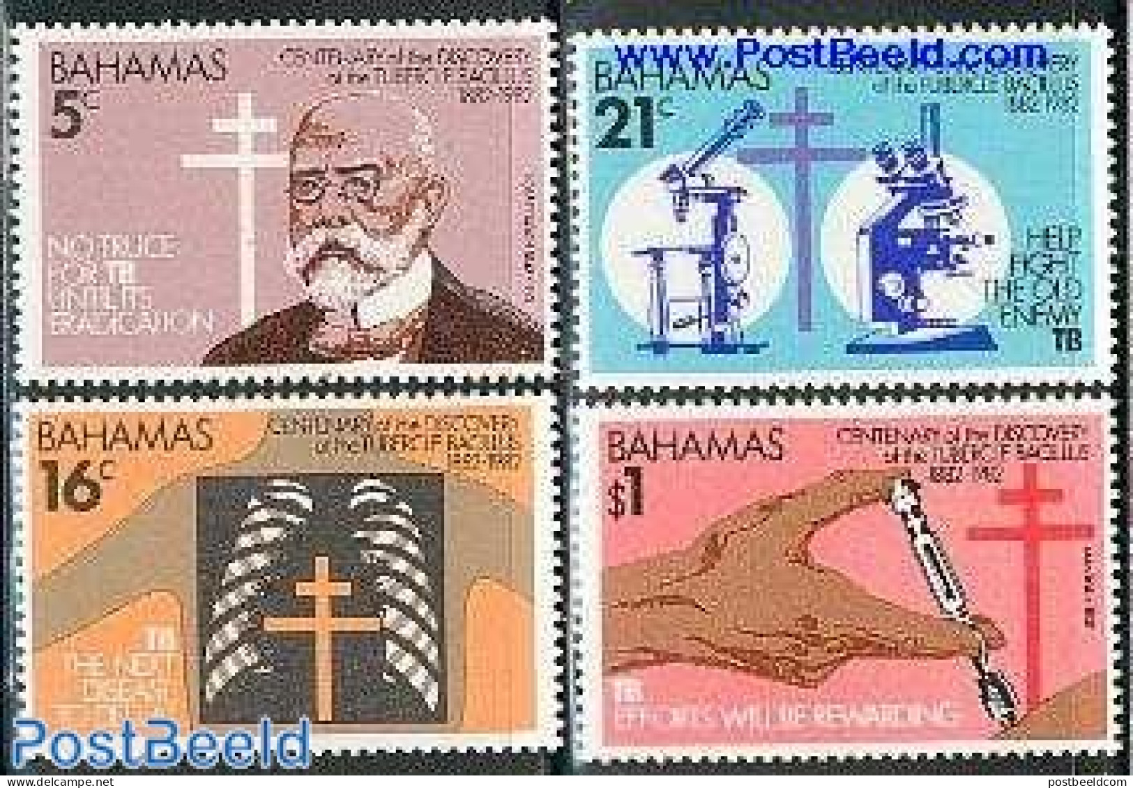 Bahamas 1982 Robert Koch 4v, Mint NH, Health - History - Health - Germans - Nobel Prize Winners - Nobel Prize Laureates