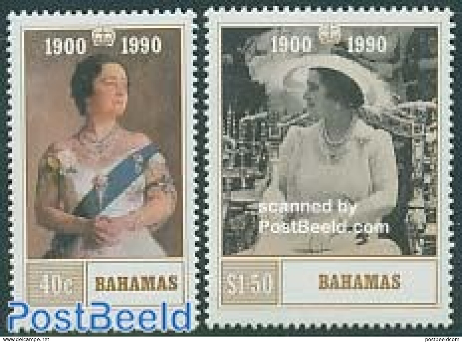 Bahamas 1990 Queen Mother 2v, Mint NH, History - Kings & Queens (Royalty) - Familles Royales