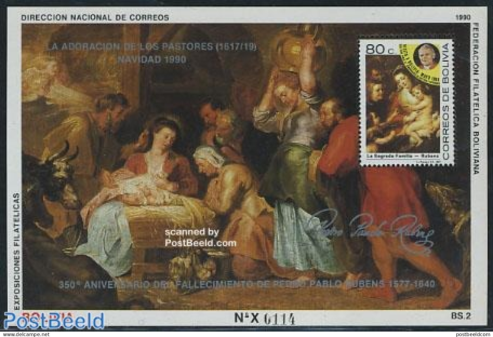 Bolivia 1990 P.P. Rubens S/s, Mint NH, Art - Paintings - Rubens - Bolivia