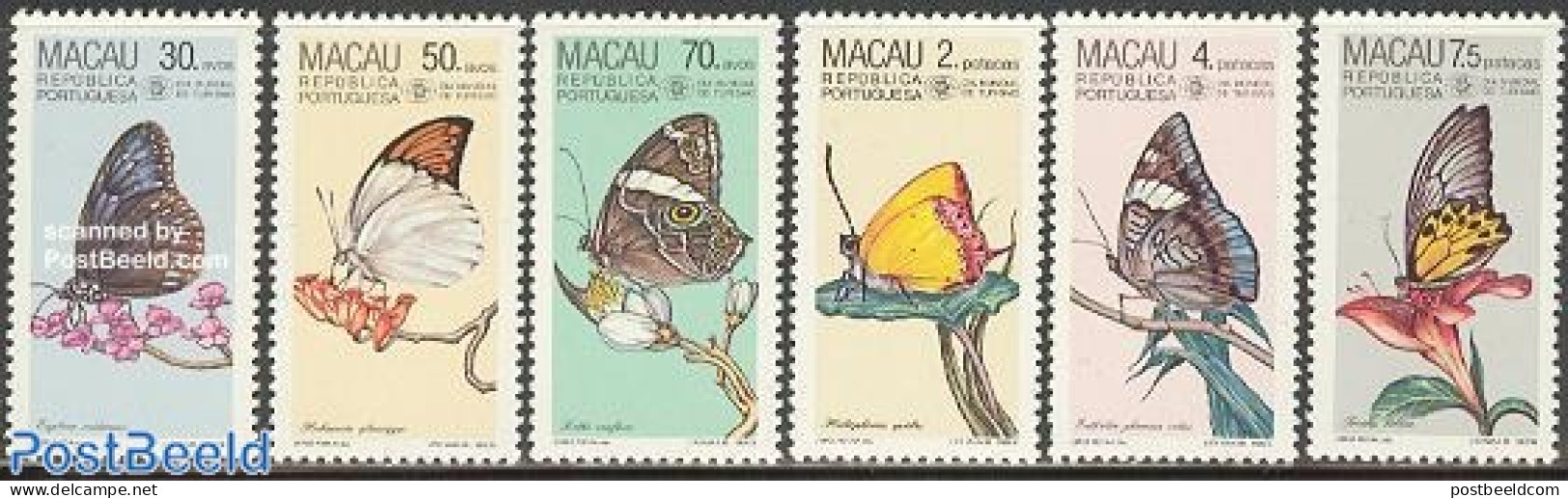 Macao 1985 Butterflies 6v, Mint NH, Nature - Butterflies - Flowers & Plants - Unused Stamps