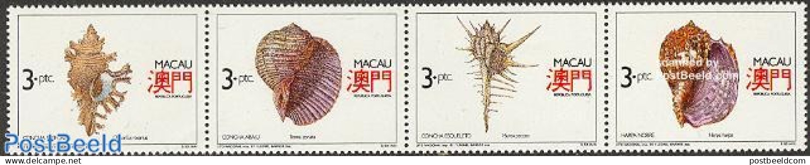 Macao 1991 Shells 4v [:::] Or [+], Mint NH, Nature - Shells & Crustaceans - Unused Stamps