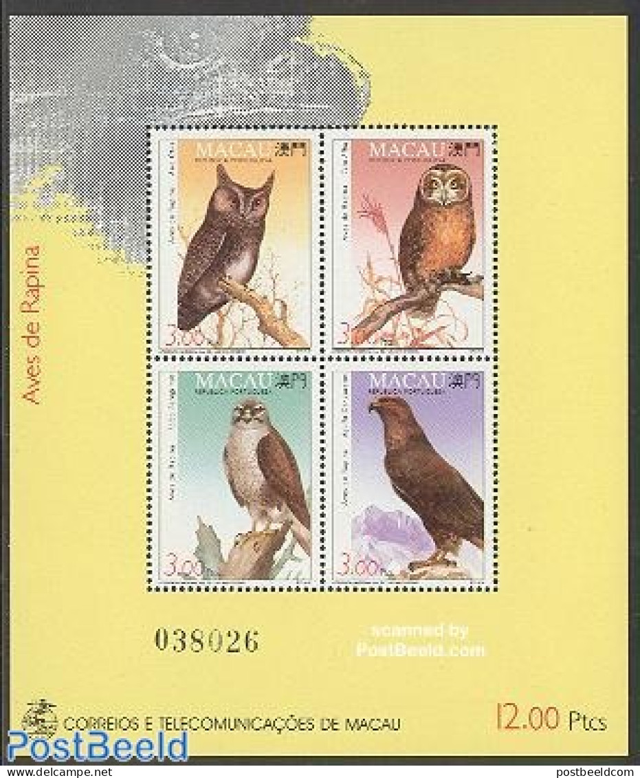 Macao 1993 Birds Of Prey S/s, Mint NH, Nature - Birds - Birds Of Prey - Owls - Neufs