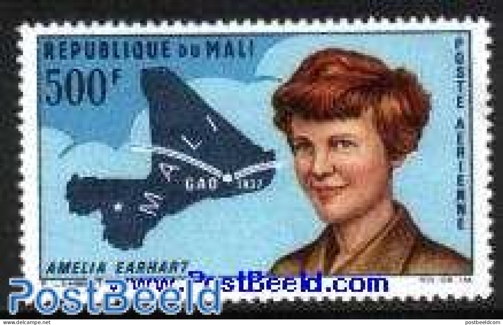 Mali 1967 Amelia Earhart 1v, Mint NH, History - Transport - Various - Women - Aircraft & Aviation - Maps - Unclassified