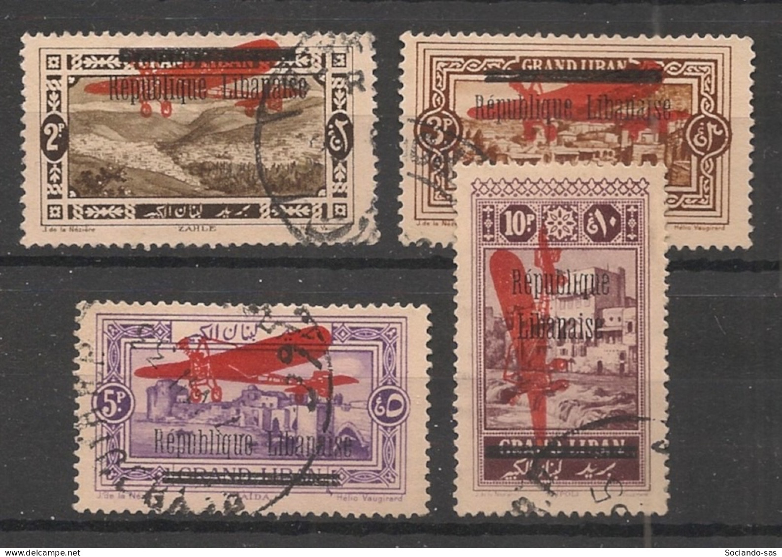 GRAND LIBAN - 1927 - Poste Aérienne PA N°YT. 21 à 24 - Série Complète - Oblitéré / Used - Gebraucht