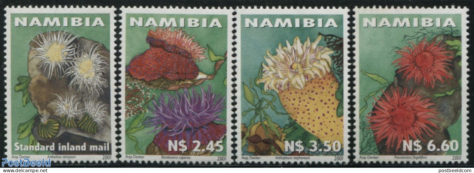 Namibia 2001 Sea Anemones 4v, Mint NH, Nature - Namibie (1990- ...)