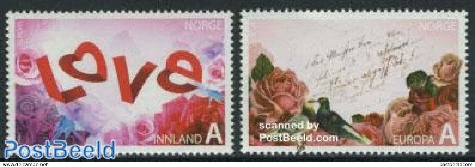 Norway 2008 Europa, Valentine 2v, Mint NH, History - Nature - Various - Europa (cept) - Birds - Flowers & Plants - Ros.. - Unused Stamps