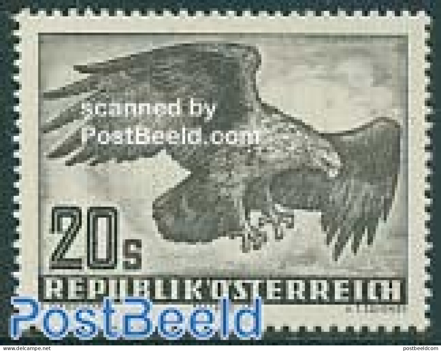 Austria 1952 Airmail, Bird 1v (grey Paper), Mint NH, Nature - Birds - Birds Of Prey - Nuevos