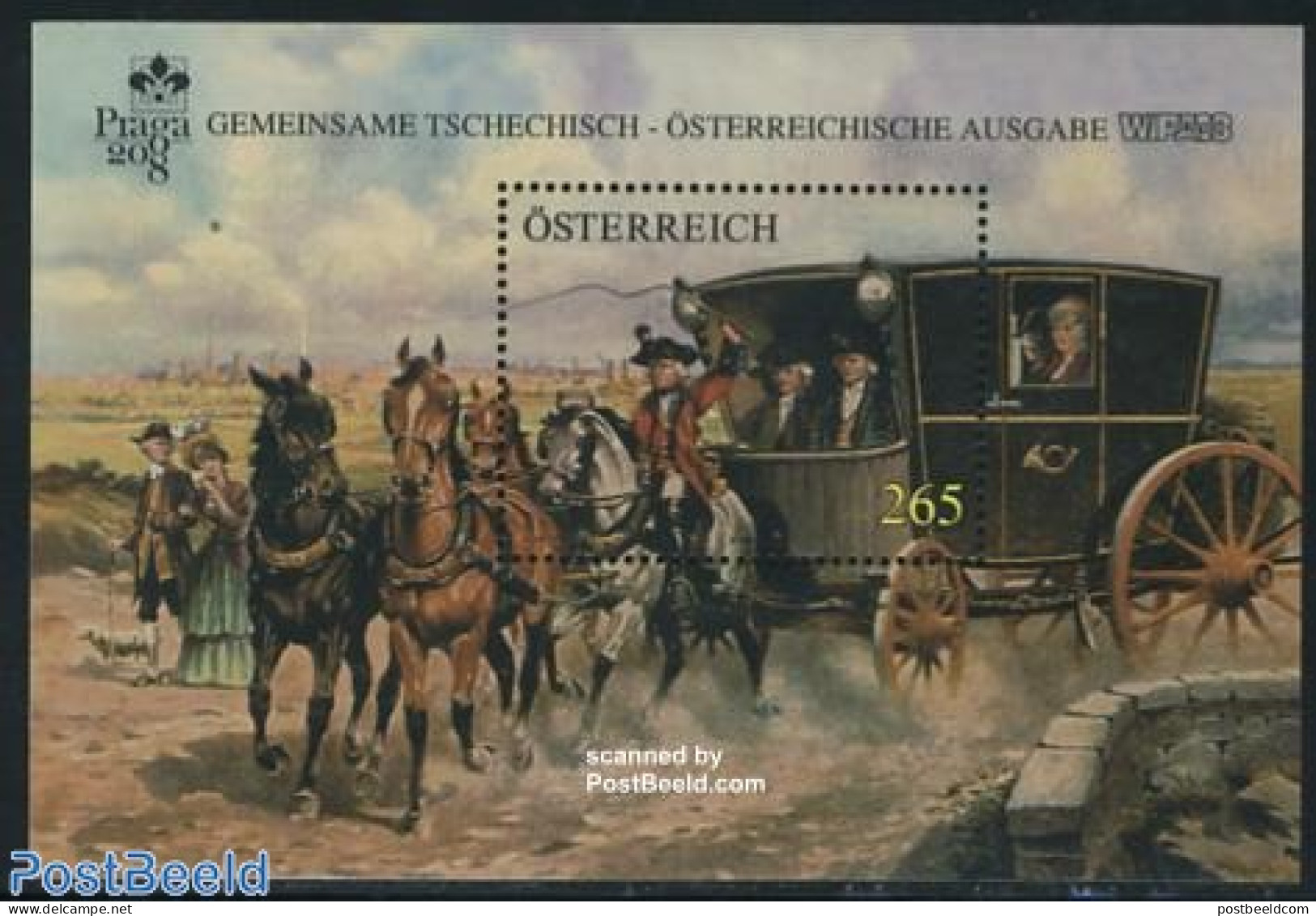 Austria 2008 WIPA 08 S/s, Joint Issue Czech Rep., Mint NH, Nature - Transport - Various - Horses - Coaches - Joint Iss.. - Unused Stamps