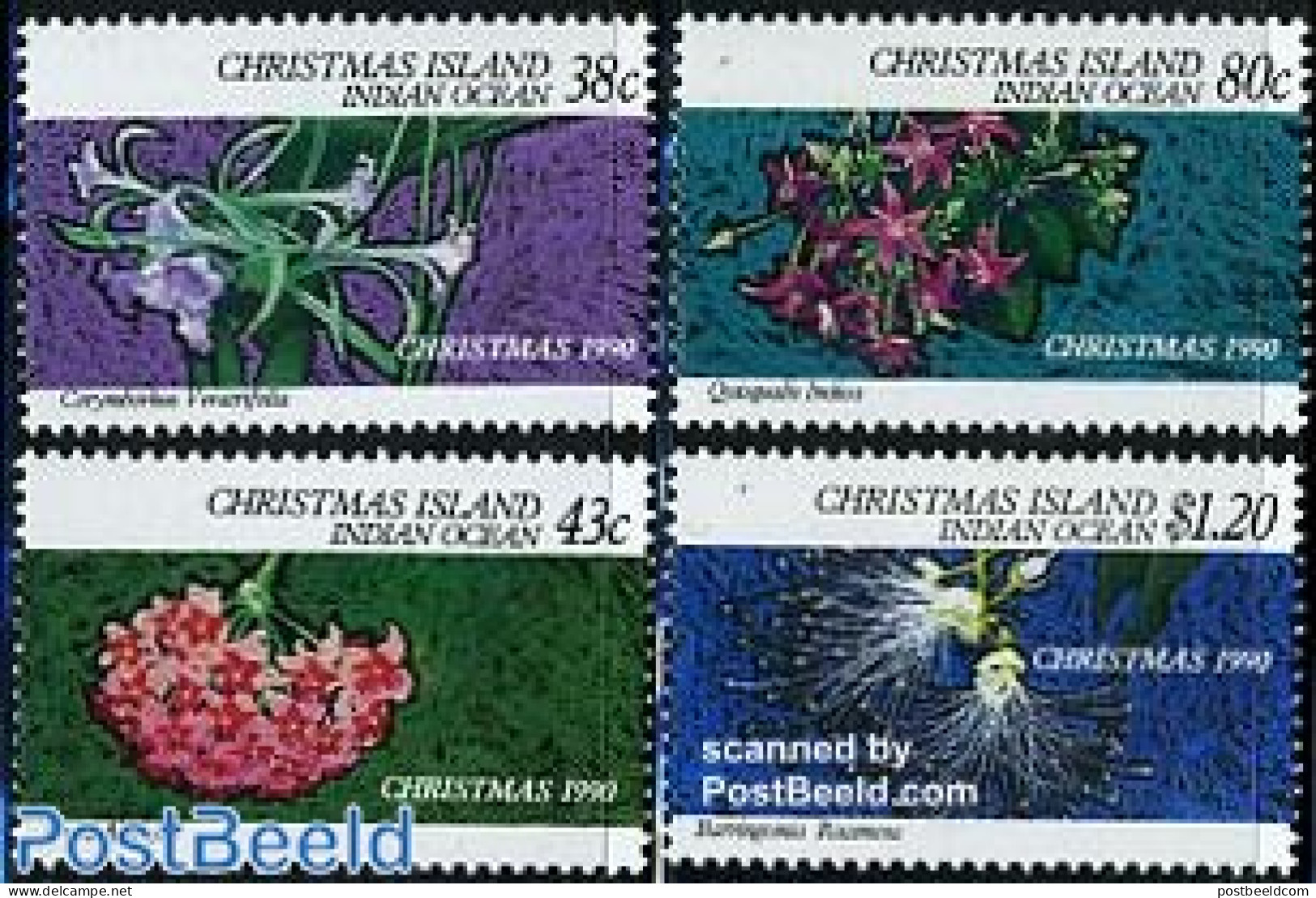 Christmas Islands 1990 Christmas 4v, Mint NH, Nature - Religion - Flowers & Plants - Christmas - Noël