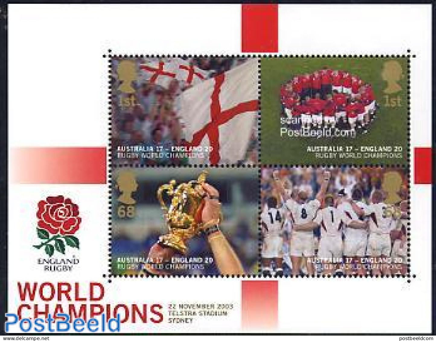 Great Britain 2003 Rugby World Champions S/s, Mint NH, History - Sport - Flags - Rugby - Sport (other And Mixed) - Neufs