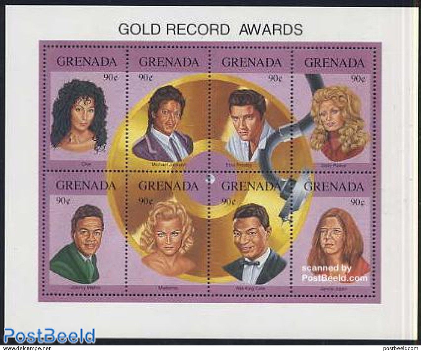 Grenada 1992 Populair Music 8v M/s, Mint NH, Performance Art - Elvis Presley - Music - Popular Music - Elvis Presley