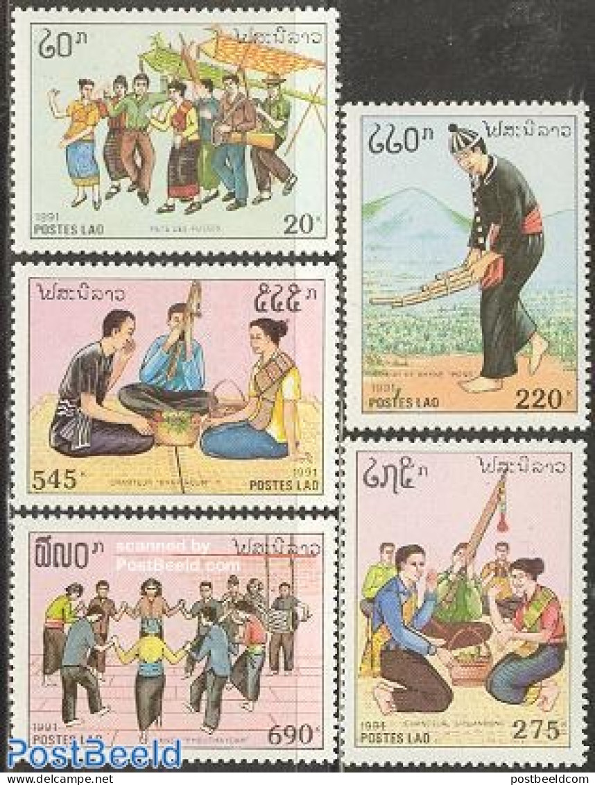 Laos 1991 Tradional Festivals 5v, Mint NH, Various - Folklore - Laos