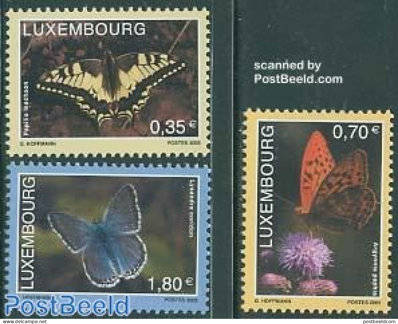 Luxemburg 2005 Butterflies 3v, Mint NH, Nature - Butterflies - Ongebruikt