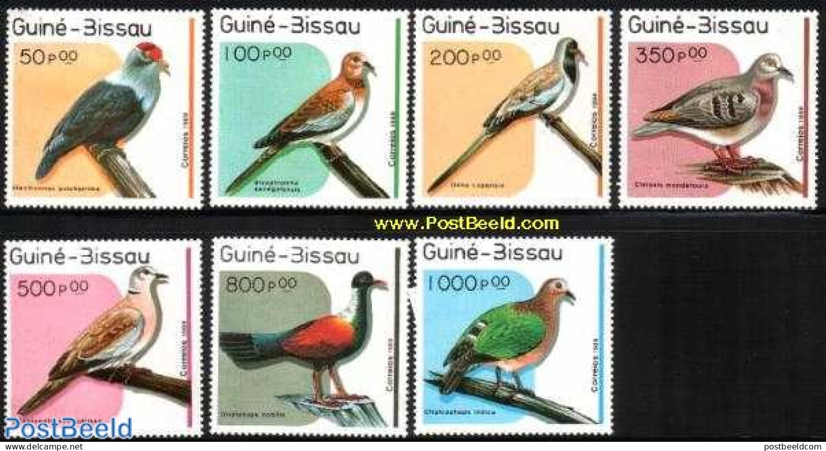 Guinea Bissau 1989 Pigeons 7v, Mint NH, Nature - Birds - Art - Leonardo Da Vinci - Pigeons - Guinée-Bissau