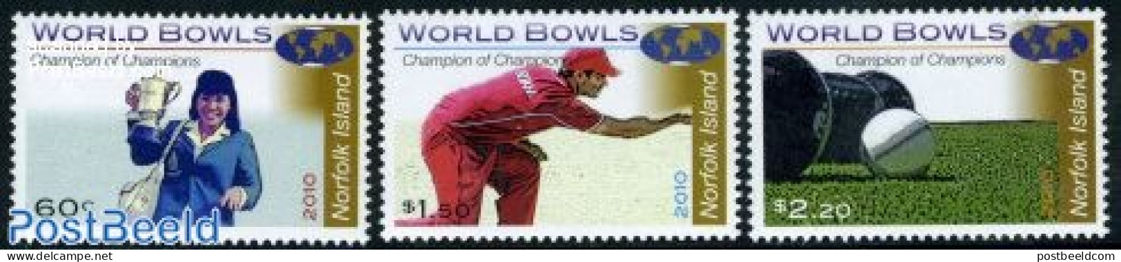 Norfolk Island 2010 World Bowls 3v, Mint NH - Autres & Non Classés