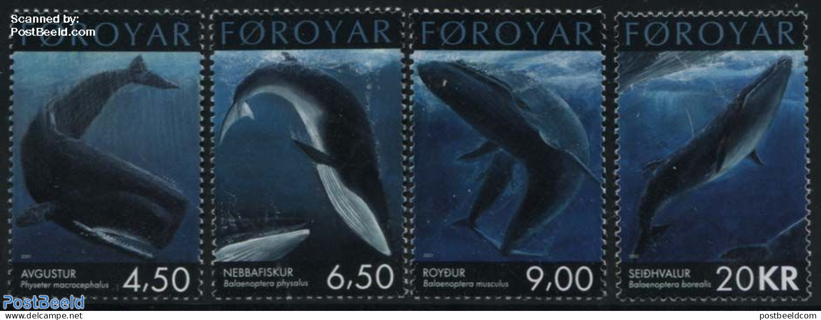Faroe Islands 2001 Whales 4v, Mint NH, Nature - Sea Mammals - Autres & Non Classés