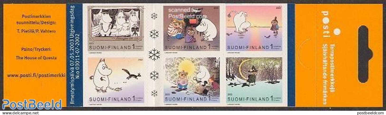 Finland 2003 Moomins 6v In Booklet, Mint NH, Transport - Stamp Booklets - Ships And Boats - Art - Children's Books Ill.. - Unused Stamps