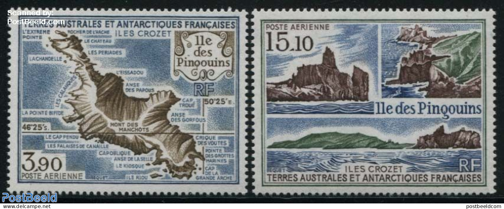 French Antarctic Territory 1988 Penguin Island 2v, Mint NH, Various - Maps - Unused Stamps