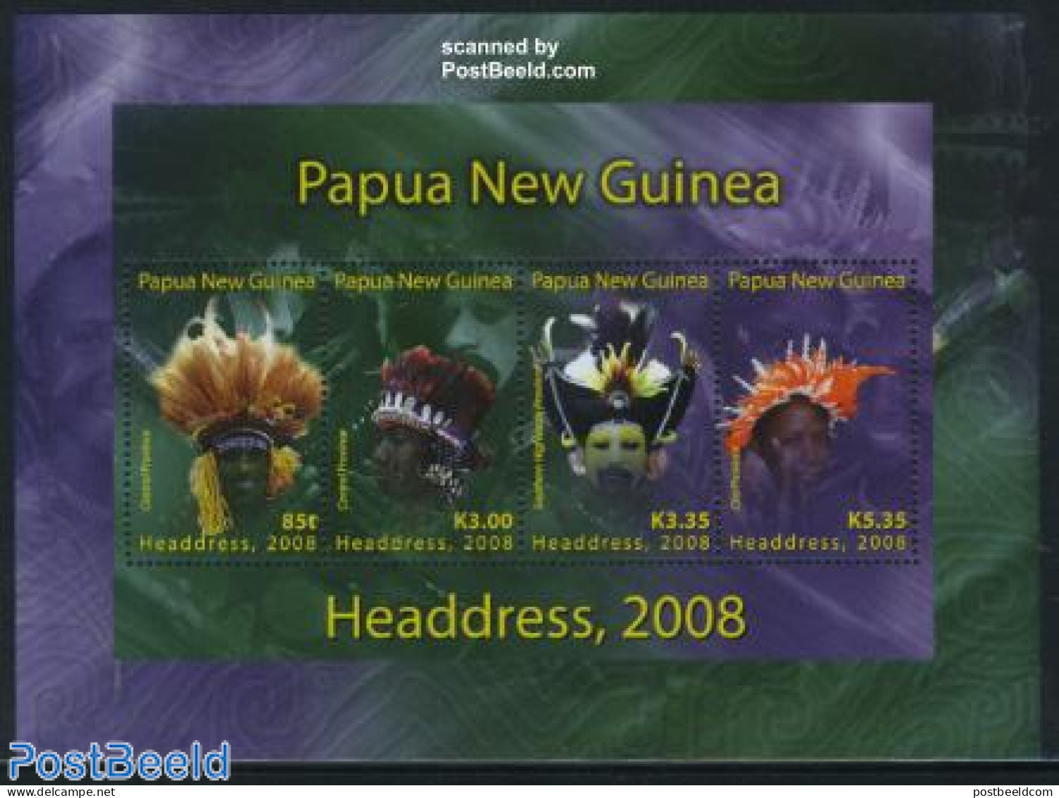 Papua New Guinea 2008 Headdress 4v M/s, Mint NH, Various - Costumes - Folklore - Costumes