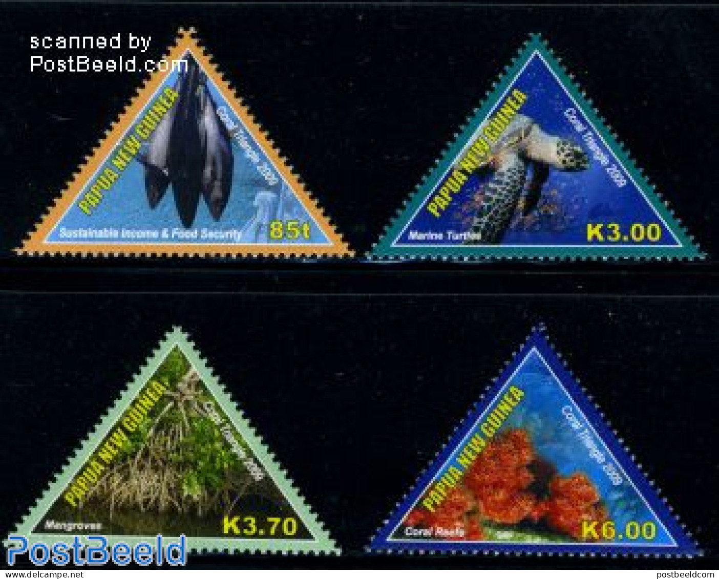 Papua New Guinea 2009 Coral Triangle 4v, Mint NH, Nature - Fish - Turtles - Poissons