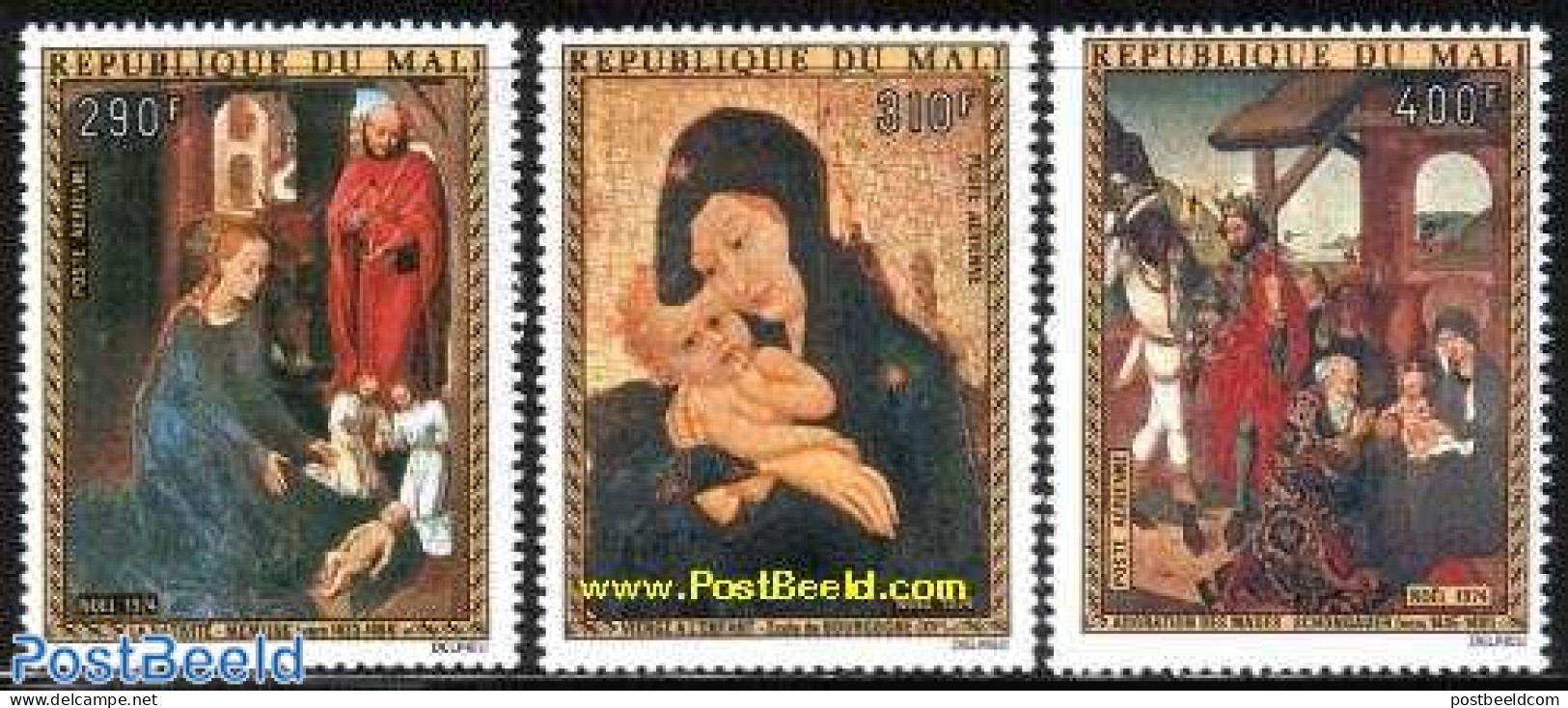 Mali 1974 Christmas, Paintings 3v, Mint NH, Religion - Christmas - Art - Paintings - Noël