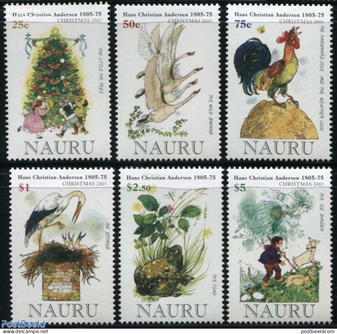 Nauru 2005 Christmas 6v, Andersen, Mint NH, Nature - Religion - Birds - Cattle - Frogs & Toads - Poultry - Christmas -.. - Noël