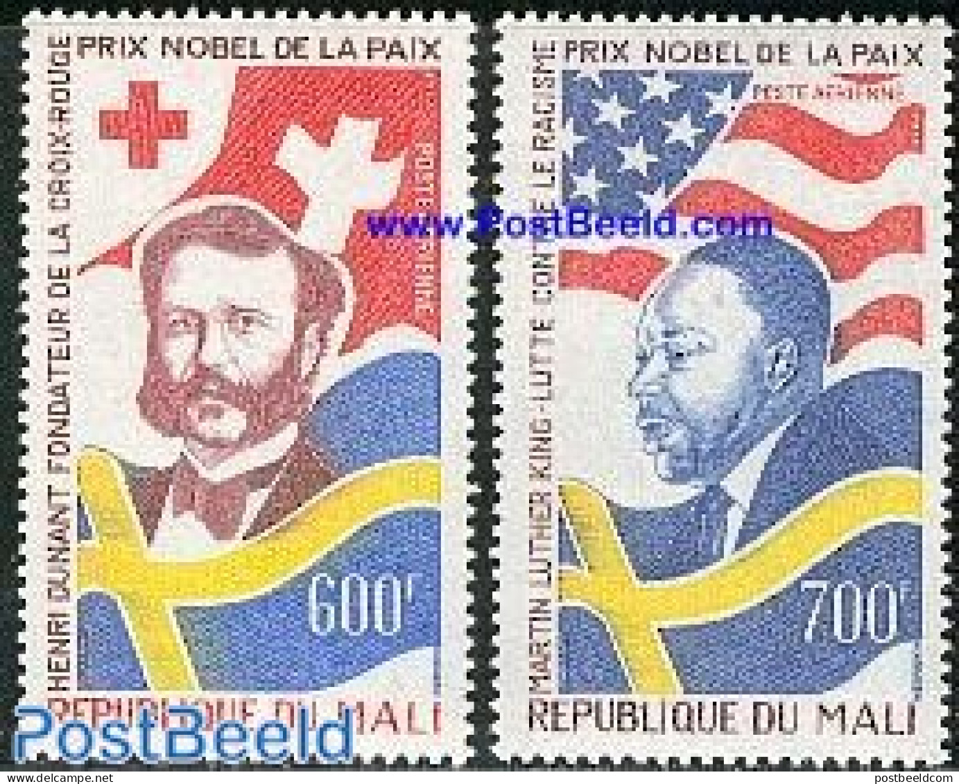 Mali 1977 Nobel Prize Winners 2v, Mint NH, Health - History - Religion - Red Cross - Nobel Prize Winners - Religion - Croix-Rouge