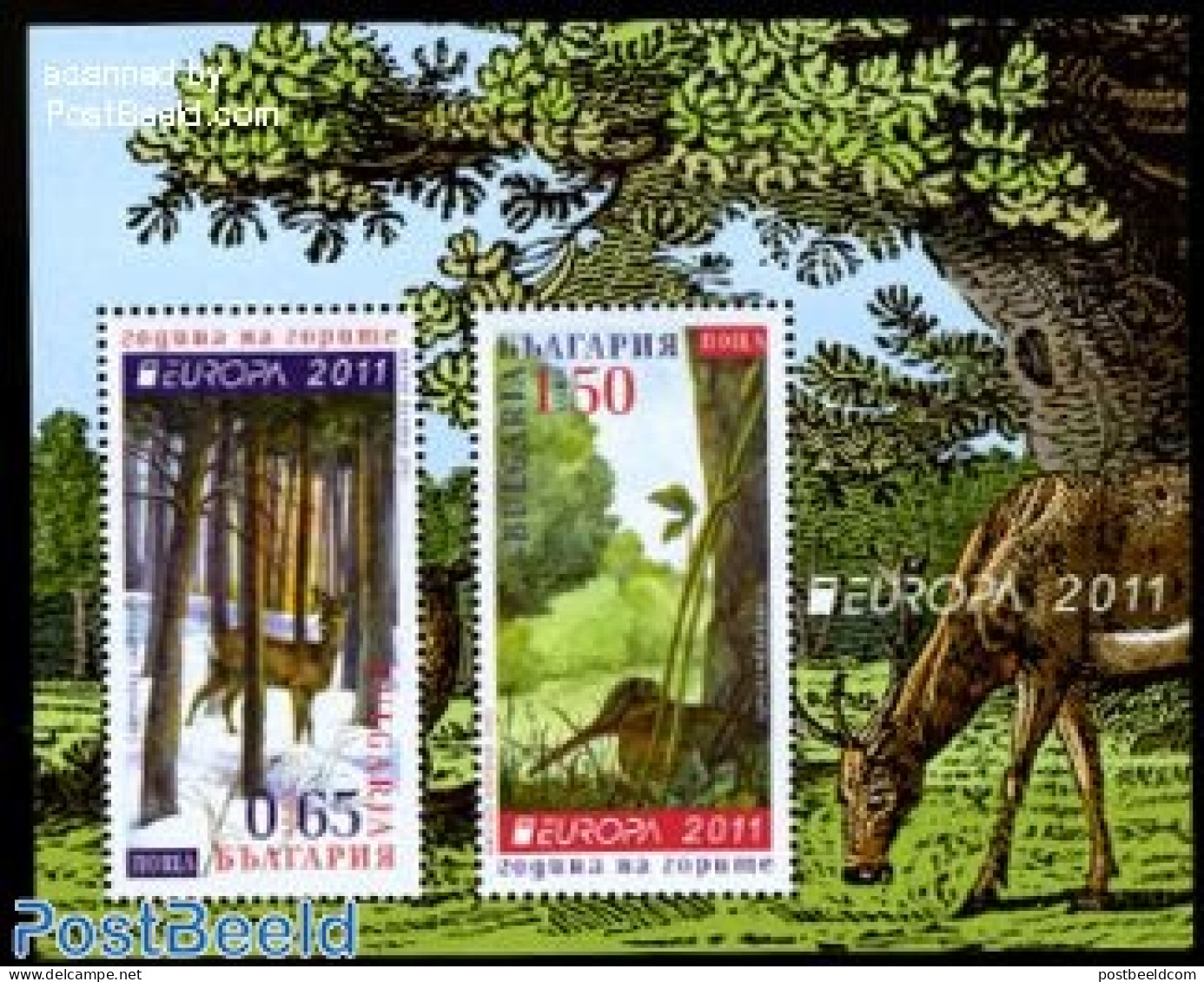 Bulgaria 2011 Europa, Forests S/s, Mint NH, History - Nature - Europa (cept) - Animals (others & Mixed) - Birds - Deer.. - Unused Stamps