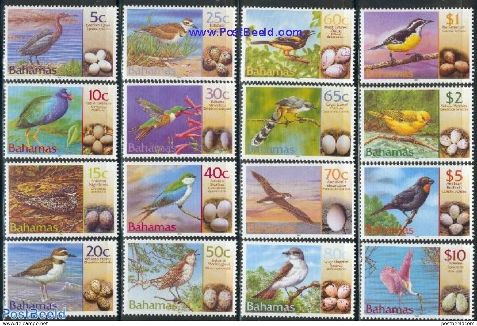 Bahamas 2001 Birds & Eggs 16v (with Year 2001), Mint NH, Nature - Birds - Other & Unclassified