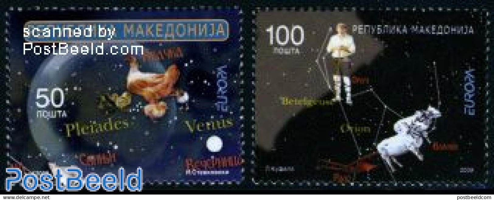 North Macedonia 2009 Europa, Astronomy 2v, Mint NH, History - Nature - Science - Europa (cept) - Birds - Poultry - Ast.. - Astrology