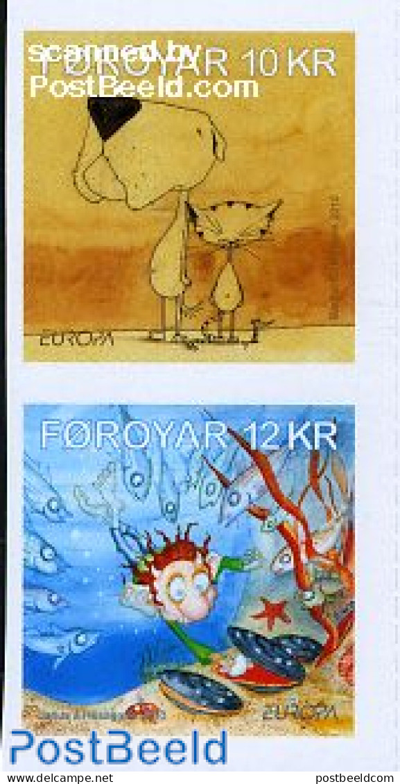 Faroe Islands 2010 Europa, Childrens Books 2v S-a, Mint NH, History - Nature - Europa (cept) - Cats - Dogs - Fish - Sh.. - Poissons