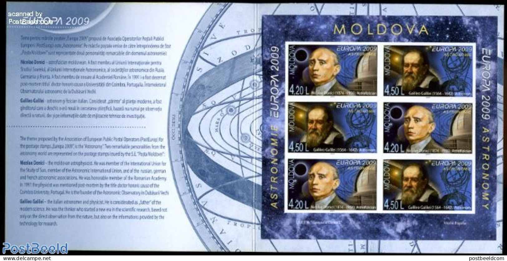 Moldova 2009 Europa, Astronomy Booklet Imperf., Mint NH, History - Science - Europa (cept) - Astronomy - Stamp Booklets - Astrologie
