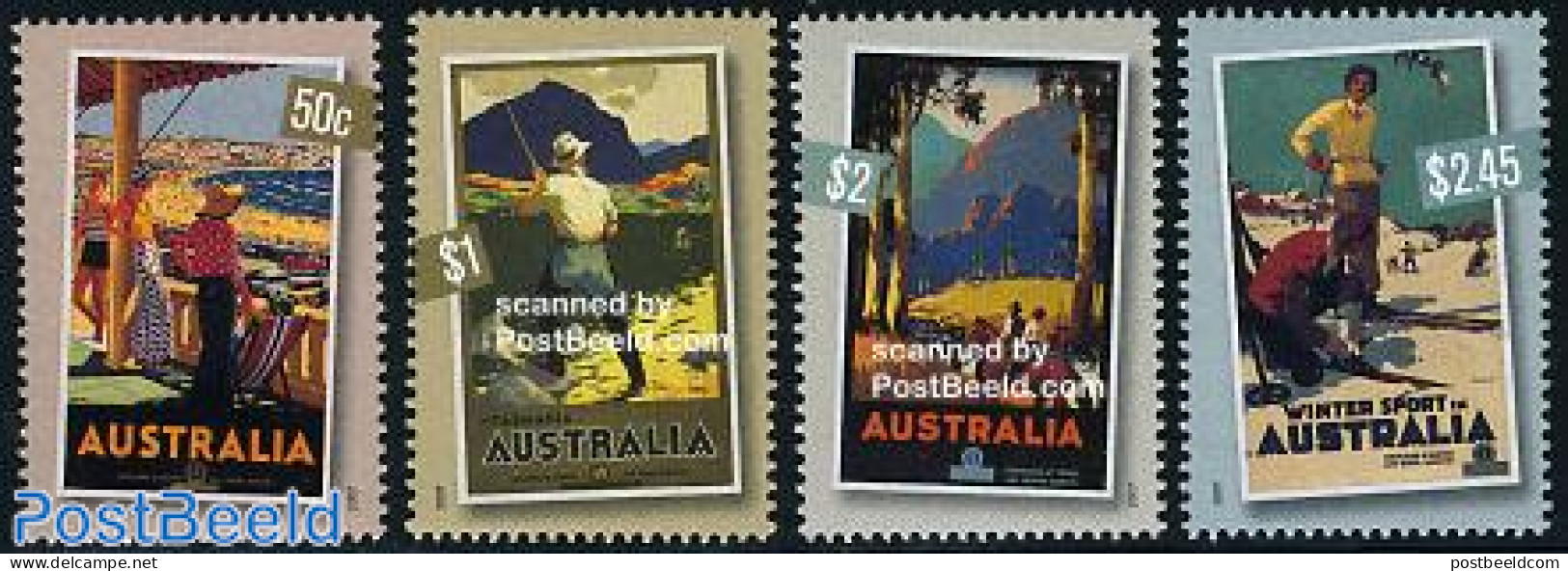 Australia 2007 Tourism Posters 4v, Mint NH, Nature - Sport - Transport - Various - Fishing - Horses - Skiing - Automob.. - Unused Stamps