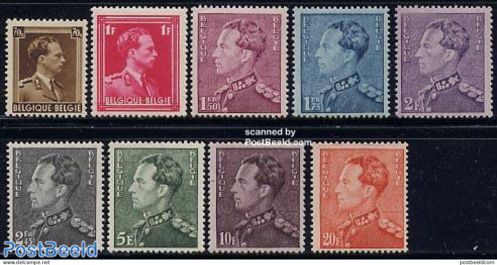 Belgium 1936 Definitives 9v, Unused (hinged), History - Kings & Queens (Royalty) - Unused Stamps