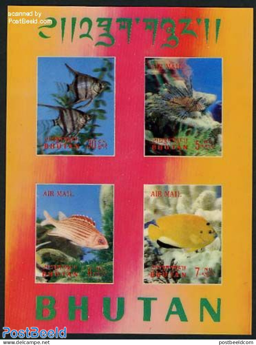 Bhutan 1969 Fish S/s, Mint NH, Nature - Various - Fish - 3-D Stamps - Poissons