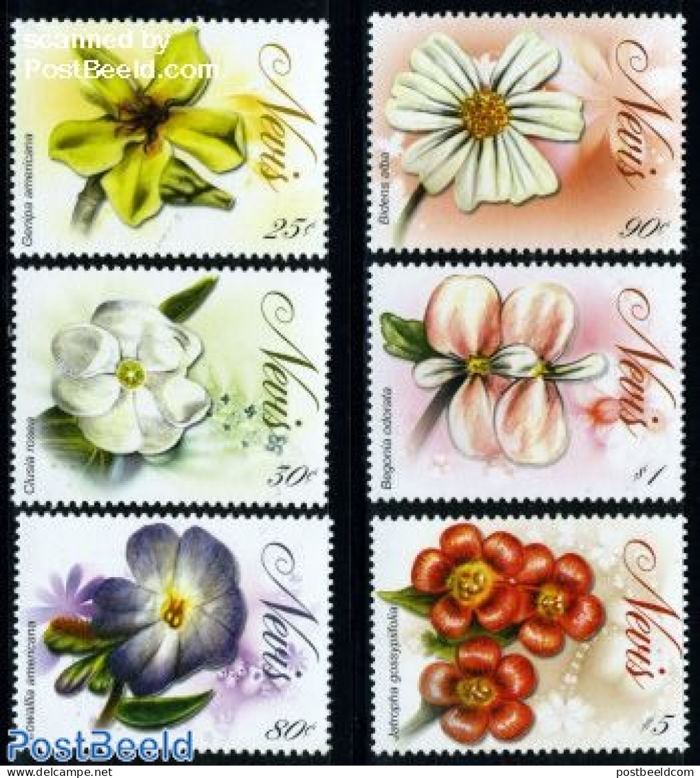 Nevis 2009 Flowers 6v, Mint NH, Nature - Flowers & Plants - St.Kitts-et-Nevis ( 1983-...)